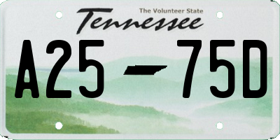 TN license plate A2575D