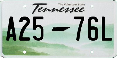 TN license plate A2576L