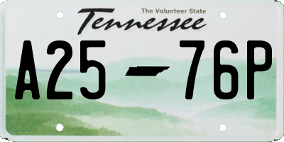 TN license plate A2576P