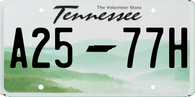 TN license plate A2577H