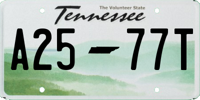 TN license plate A2577T