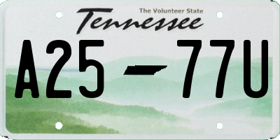TN license plate A2577U
