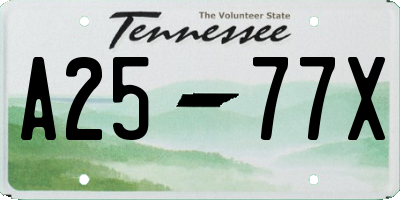 TN license plate A2577X