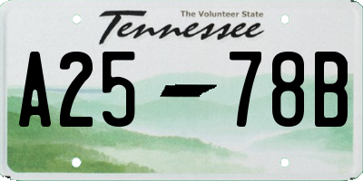 TN license plate A2578B