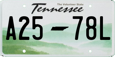 TN license plate A2578L