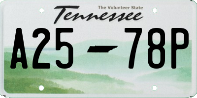 TN license plate A2578P