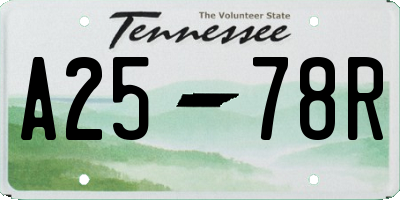 TN license plate A2578R