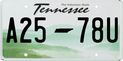 TN license plate A2578U