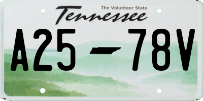 TN license plate A2578V