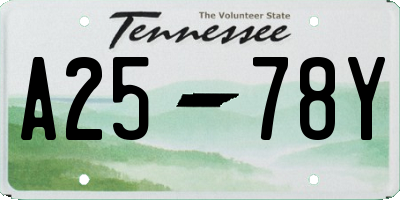 TN license plate A2578Y