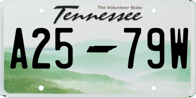 TN license plate A2579W