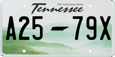 TN license plate A2579X