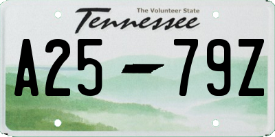TN license plate A2579Z