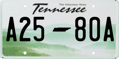TN license plate A2580A