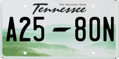 TN license plate A2580N