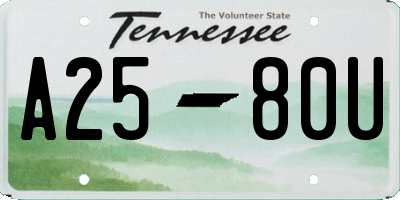 TN license plate A2580U