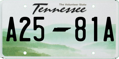 TN license plate A2581A