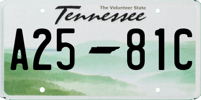 TN license plate A2581C