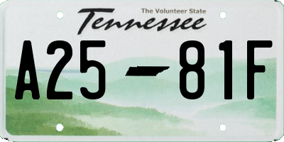 TN license plate A2581F
