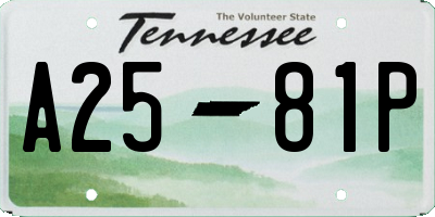 TN license plate A2581P
