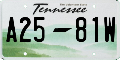 TN license plate A2581W