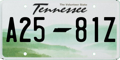TN license plate A2581Z