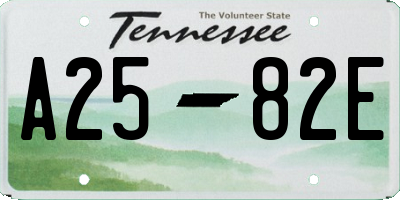 TN license plate A2582E