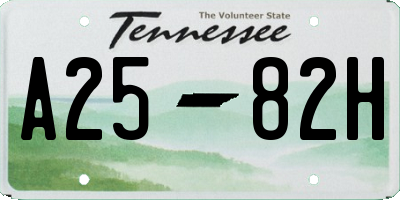 TN license plate A2582H