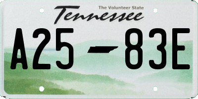 TN license plate A2583E