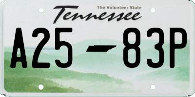 TN license plate A2583P