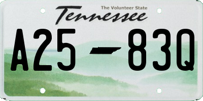 TN license plate A2583Q