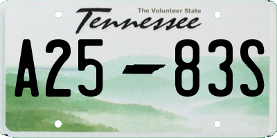 TN license plate A2583S