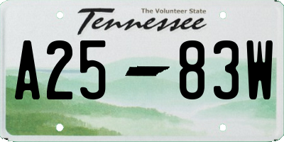 TN license plate A2583W