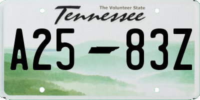 TN license plate A2583Z