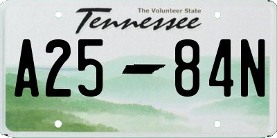 TN license plate A2584N