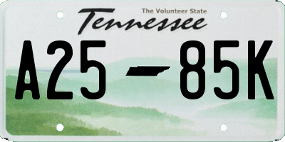 TN license plate A2585K
