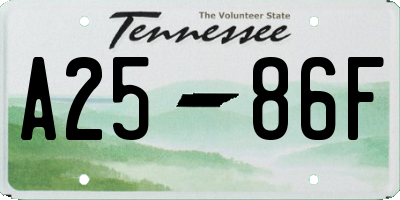 TN license plate A2586F
