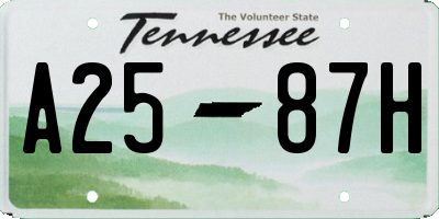 TN license plate A2587H