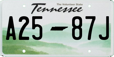 TN license plate A2587J
