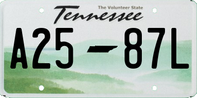 TN license plate A2587L