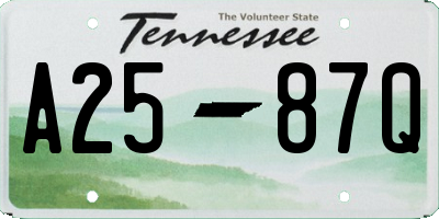 TN license plate A2587Q