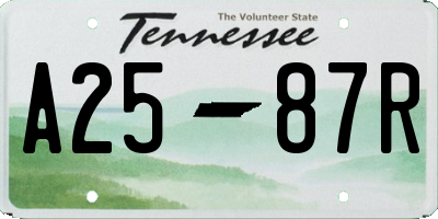 TN license plate A2587R
