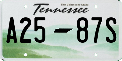 TN license plate A2587S