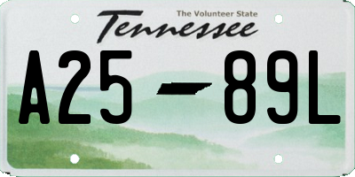 TN license plate A2589L