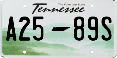 TN license plate A2589S
