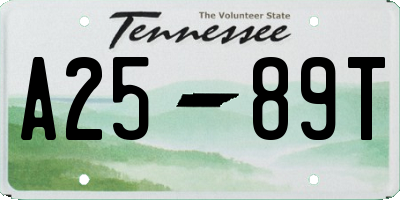 TN license plate A2589T