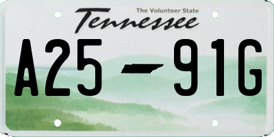 TN license plate A2591G