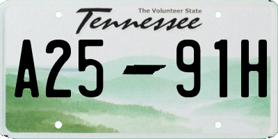 TN license plate A2591H