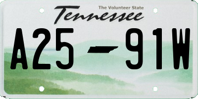 TN license plate A2591W