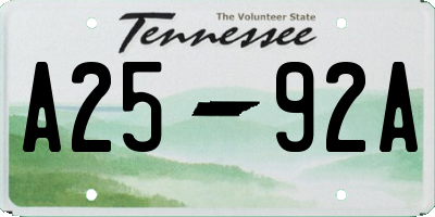 TN license plate A2592A